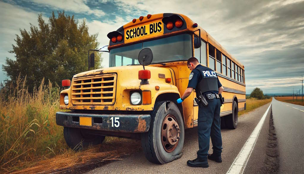 Polizei schließt technisch defekten Schulbus vom Verkehr aus